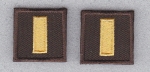 LT Lieutenant GOLD on BROWN rank insignia collar lapel patches SMALL 1"